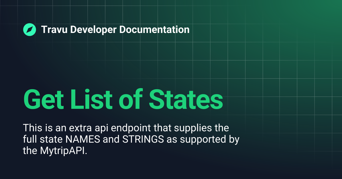 Get List of States | Travu Developer Documentation