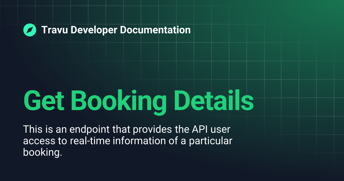 Get Booking Details | Travu Developer Documentation
